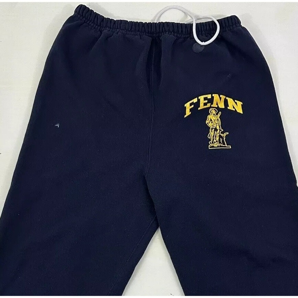Made In USA VTG FENN Champion Sweatpants Mens Medium Navy Blue‎ Cropped Joggers